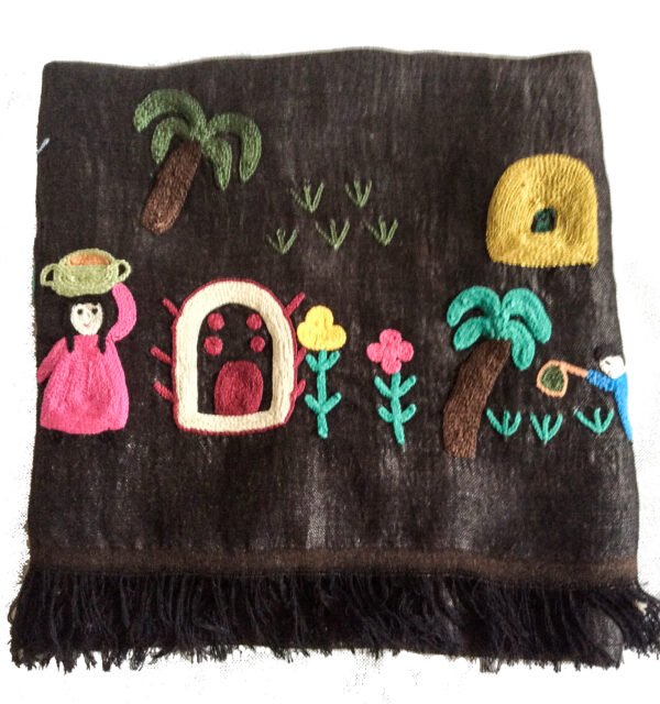 Heritage Elegance hand Embroidered Linen Shawl