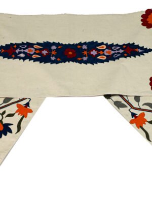 Oriental Blossom Hand Painted Cotton Dining Runner